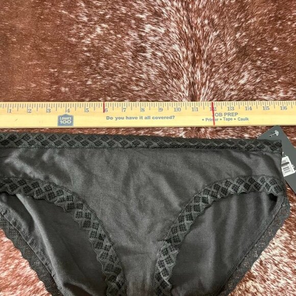 Natori Bliss Cotton Lace Trim Brief 2-Pack Coal Gray Black XL Panties NWT - Picture 8 of 10